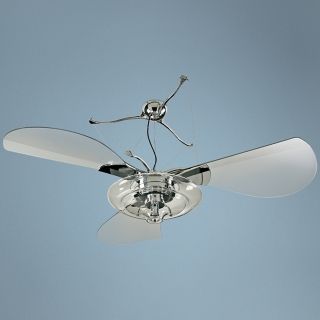 58" Quorum Jellyfish Chrome Ceiling Fan with Light Kit   #23697