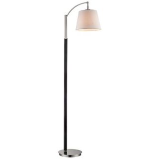 Lite Source Lucio Black Leather and Chrome Floor Lamp   #V9525