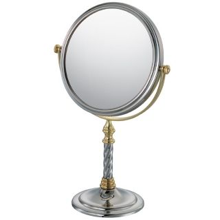 Two Tone Chrome and Gold 6" Wide Vanity Stand Mirror   #03716