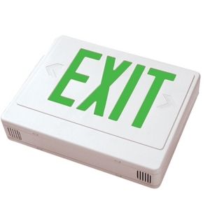 White with Green LED Exit Sign with Battery Backup   #46898