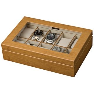 Mele & Co. Logan Glass Top Bamboo Watch Box   #T1153