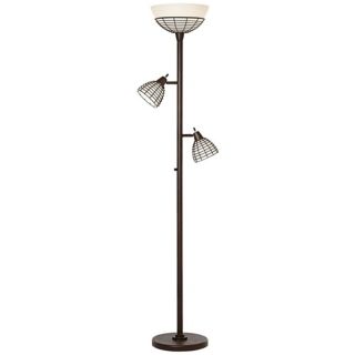 Industrial Style Rust Tree Torchiere Lamp with Caged Glass   #V5553