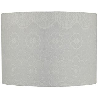 White Lace Linen Drum Shade14x14x10 (Spider)   #V6853