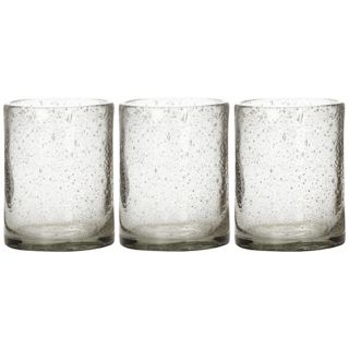 Set of 3 Jamie Young Clear Seeded Glass Hurricanes   #W6409
