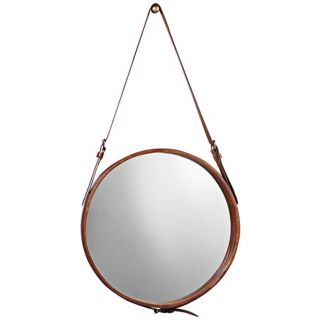 Jamie Young Leather Strap 19" High Round Wall Mirror   #U3447
