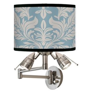 Ivory and Blue Tapestry Giclee Swing Arm Wall Light   #80379 94463