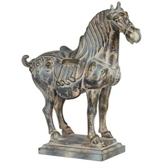 Aged Verde Traditional Chinese Horse Sculpture   #Y0542