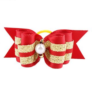 USD $ 0.79   Golden Ribbon Style Tiny Rubber Band Hair Bow for Dogs