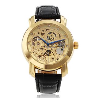 USD $ 19.73   Automatic Mechanical Black Leather Band Wrist Watch with
