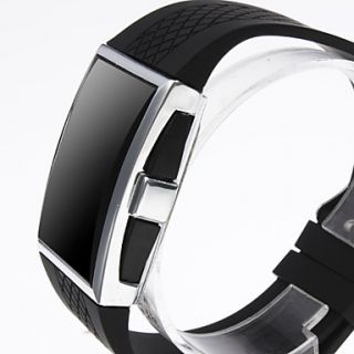 USD $ 4.60   Square Silver Dial Black Silicone Band LED Wrist Watch