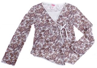 Justice Paisleys Brown White Long Sleeve Top Shirt 6 7