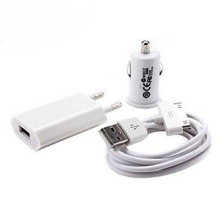 USB AC und Auto Zigarette Ladegerät mit 100cm USB Kabel für iPhone