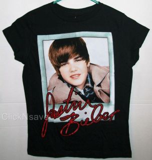 Justin Bieber Photo Signature Black Girls T Shirt M XL
