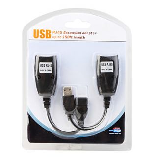 USB over RJ45 USB 2.0 Power Boosted Extension Adapters   Pair (150ft
