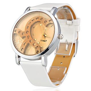 USD $ 4.39   White Diamond Heart shaped Wrist Watch Q4,