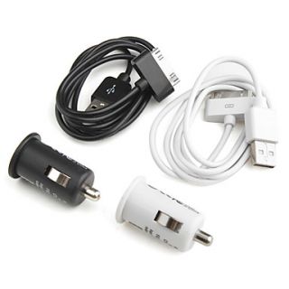 Mini Car Cigarette Charger with USB Data/Charge Cable for iPhone 4