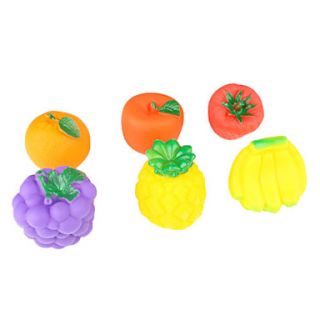 USD $ 9.29   Multi Colored Rubber Fruits and Vegetables Squeeze Squeak