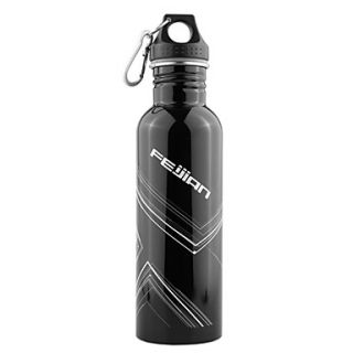 750ml botella de plástico deportes de metal con mosquetón (negro