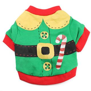 Santa Claus Style Cotton T shirt for Dogs (Green,XS L)