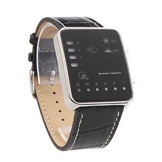 USD $ 5.99   Unisex Binary LED Style PU Leather Wrist Watch (Black