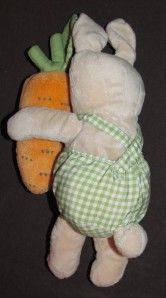 IKEA Minnen Kanin Tan Bunny Rabbit Holding A Carrot Green Gingham Toy