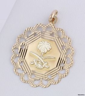 Arabia National Emblem Pendant   18k Solid Yellow Gold High Karat 6.2g