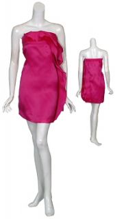 Kara Janx Magenta Silk Organza Ruffle Dress Large New