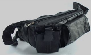 Just Leather Waist Bum Bag Black Leather Belt Travel Fanny Pack Money