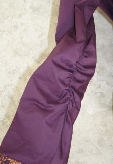 Brocade Metallic Stretch Jacket L Purple Ruched Slv Snap Close Fall