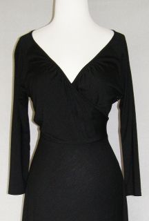 ANN TAYLOR LOFT Black Knit Wrap Neckline Dress 4 NEW NWOT Soft Stretch