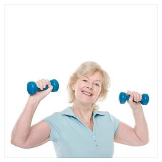 Senior woman lifting weights