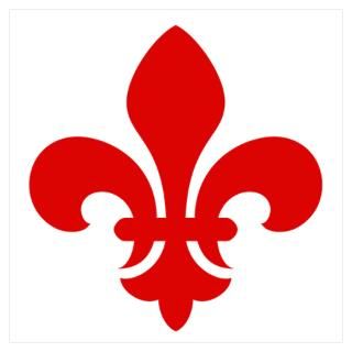 Wall Art  Posters  Red Fleur de Lys Poster