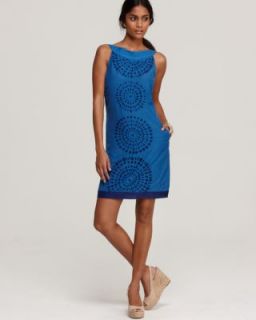 KAS Designs New Shanti Blue Lined Eyelet Sleeveless Casual Dress L