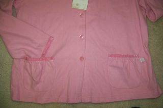Karen Neuburger Pink Velvet Trim Bed Jacket Robe L