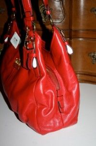 BNWT Coach Madison Maggie Hobo Textured Leather 16503 Cherry Gorgeous