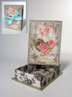 French Rose Victorian Era Candy Trinket Paper Box New