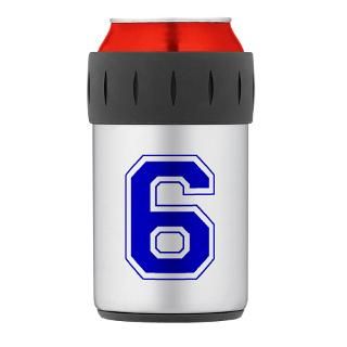 Varsity Font Number 6 Blue Thermos Can Cooler
