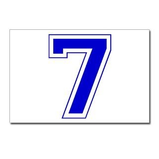 Varsity Font Number 7 Blue Postcards (Package of 8 by amazedcreations