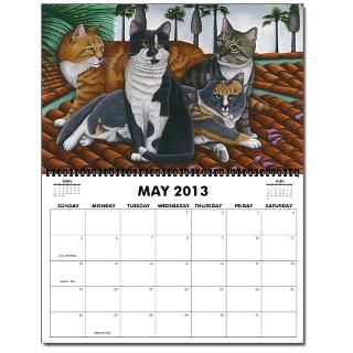 22x17 2009 2013 Wall Calendar #6 with 13 Cat Paintings by