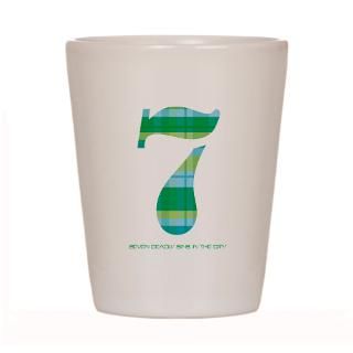 Number 7 Green Plaid   Shot Glass for $12.50