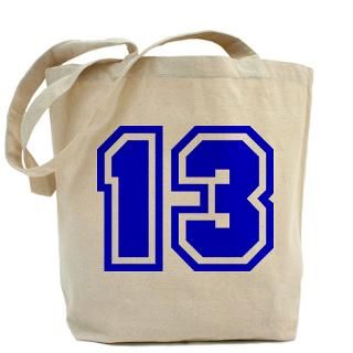13 Gifts  13 Bags  Varsity Uniform Number 13 (Blue) Tote Bag
