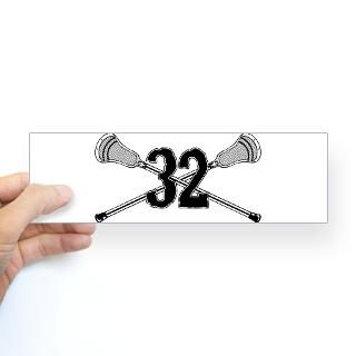 Lacrosse Number 32 Bumper Bumper Sticker for $4.25