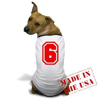 Gifts  6 Pet Apparel  Varsity Uniform Number 6 (Red) Dog T Shirt
