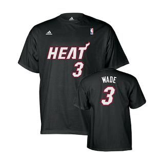 Dwyane Wade adidas Black Name and Number Miami Heat T Shirt by Sports