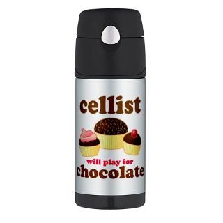 Gifts  Cellist Drinkware  Chocolate Cello Thermos Bottle (12 oz
