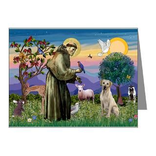 Dog Art Note Cards  St Francis/Yellow Lab Note Cards (Pk of 20