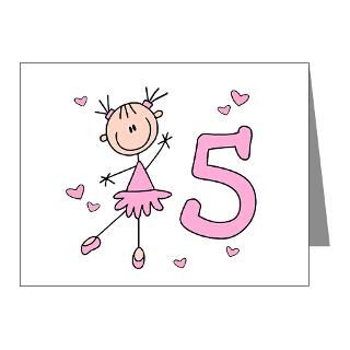 Note Cards  Stick Ballerina 5th Birthday Note Cards (Pk of 20