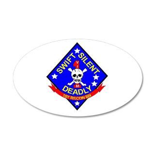 1St Gifts  1St Wall Decals  USMC 1st Recon BN 35x21 Oval Wall