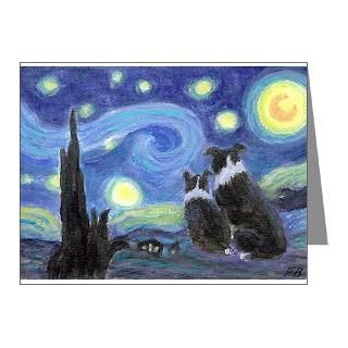 Art Note Cards  Starry Night Border Collie Note Cards (Pk of 20