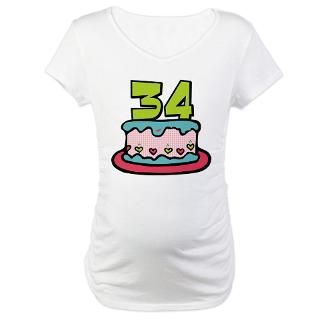 34 Year Old Birthday Cake Maternity T Shirt